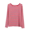 H3f77fc70668546fea54b0451fb43fe21A.webp Dourbesty Women Red White Striped Long Sleeve T-Shirts Loose Casual Shirt Female Basic O-Neck Tops Tee Autumn Pullovers New 2025