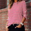 H79dae50c454244b0bbbb6cefdb81341eI.webp Dourbesty Women Red White Striped Long Sleeve T-Shirts Loose Casual Shirt Female Basic O-Neck Tops Tee Autumn Pullovers New 2025