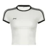 S00aef5799a1440919ce40db39fd80d08q.webp Women's Contrast Embroidered Bow Crop Top Casual Striped Print Short Sleeve Slim Fit White T-Shirt Y2K Streetwear Tees