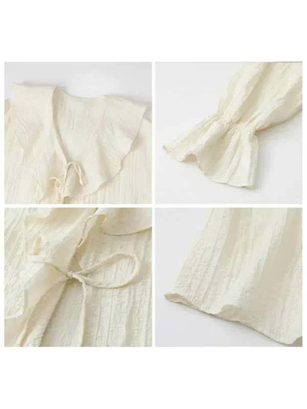 S0a2ba8e674d841a3a70c5d5d22595502p.webp CHIC VEN Women Shirt Loose Casual Ruffled Edges Female Blouses V Neck Lace Up Mid Length Woman Shirts Spring Summer 2026