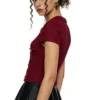 2026 New European & American Retro Elegant Burgundy Knit Cardigan - Short-Sleeve Slim Top, Versatile for Daily Outings