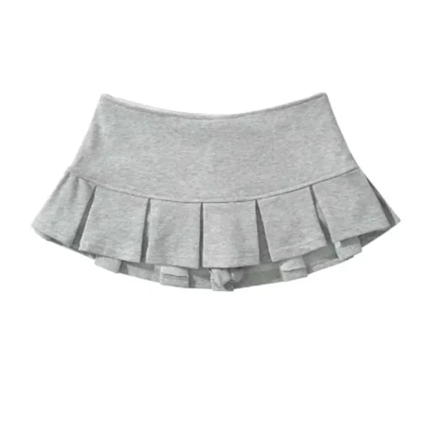 S1fe756a13ce6434fb60aa0b3f32078469.webp Mooyufon Fabric Y2K Mini Skirt Women Low Waist Wide Pleat Light Grey Sexy Vintage A-line Pleated Skirt Casual Skort Summer