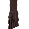 S222950e4b3074945bc11496a7afe5829c.webp Women MIDI Tank Dress 2026 Summer Fashion Solid O-Neck Sleeveless Cascading Ruffle Female Elegant Street Dresses Clothes