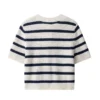 S24013be5056e41dbbde49a6add03c1ffd.webp Women Vintage Striped Knit Cardigan Short Sleeves Single Breasted O-Neck Button-up Sweater Summer Casual Tops