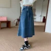S297b136a30194e20ab02ea15e86a1ff8c.webp 2024 Spring New High-waisted Slimming Medium-length Denim Skirt Pear-shaped Body A- line Umbrella Skirt For Women