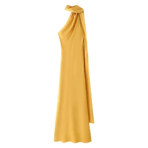 S2f673a2467044763ba98d59b7ea030b7E.webp VEITCHE Elegant Women's Soft Silk Satin Long Dress Halter Backless Sleeveless Maxi Dresses Summer Lady Long Ribbon Party Gowns