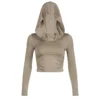 S2ff807ab88604aa49271d82cde87be0fH.webp Women's Hooded Crop Tops Autumn Solid Color Long Sleeve Cowl Neck Slim Fit Short T-Shirt Streetwear Sporty Basics Tees