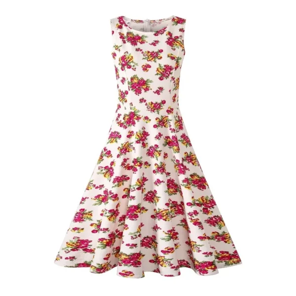 S35479cdcf41d4266b9547d8d01dec0dfH.webp Summer Woman Printing Sleeveless Long Dress Vintage Dress Plus Size Casual A-Line Beach Print Dress