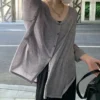 S3fb619d9eae740dc88a7b5fb52f97375z.webp Women's Cardigan New V-neck Long Sleeved Female Shirt Female Jumpers Sun Protection Woman Top Spring Summer Knitted Cardigan