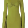 S4020a872e2f84d9192eed31535c66955u.webp Women's Long Sleeve Ruched Bodycon Dresses Bell Sleeve Sexy Square Neck LowCut Cocktail Club Party Mini Short Dress