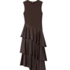 S418351b7a3ee410f854081f54cd42585k.webp Women MIDI Tank Dress 2026 Summer Fashion Solid O-Neck Sleeveless Cascading Ruffle Female Elegant Street Dresses Clothes