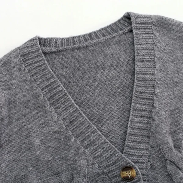 S4221747d313f4c4b9361bc5a5b3aa7f6a.webp 2026 V Neck Cropped Cardigan Women Long Sleeve Twist Knitted Sweater Coats Autumn Winter Keep Warm Korean Fashion Cardigan