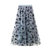 S4e11fbb45b40464590fd14dc051fc499y.webp Elegant Floral Women Tulle Skirts High Waist Korean Flocking Pleated Midi Skirts Mesh Summer Office Ladies Skirt New