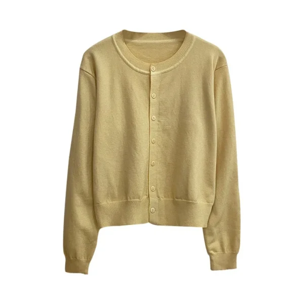 S4e17967ffb764b5782ae517b51cbfaf7a.webp Women's Long Sleeve 2025 Cardigan O Neck Button Down Knit Lady Autumn Spring Knitted Single-breasted Cardigan Sweaters