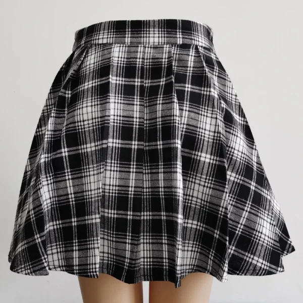S5042fcfa1a21427faaf65b4e7b7a58bez.webp Gothic Sweet Women Pleated Skirt Fashion Plaid Mini High Waist Chic Skirt Kawaii Summer Casual Ladies Plaid Pleated Skirt