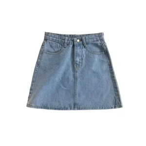 S5ebdfe090406452584c4001d70f3ad50X.webp Women's Summer Skirt Casual Big Size Jeans A-line Short Skirt High Waist Denim Vintage Tassel Female Clothing DURIKIES