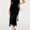 S61e1e0e119bf4da9b6f7517d353c1a989.webp Women's Elegant Black Sparkle Ruffle Strap Midi Dress Evening Party Cocktail Event Formal Gathering Appropriate Garment