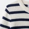 S625b68f318b544008f13b3eca2e74392S.webp Women Vintage Striped Knit Cardigan Short Sleeves Single Breasted O-Neck Button-up Sweater Summer Casual Tops