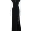 S69a7fcadc3a34cfe9ca50786a8191f06U.webp CNYISHE Short Sleeve O Neck Women Dresses Split Metal Buckle Solid Sheath Sexy Club Fashion Evening Party Outfits Female Bodycon
