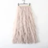 S6e3de5ed81e6460e8e47e7f6d08c1a79A.webp Women’s Elastic High Waist Tulle Mesh Irregular Layered Tutu Skirt Pleated A Line Long Maxi Skirt for Spring Summer