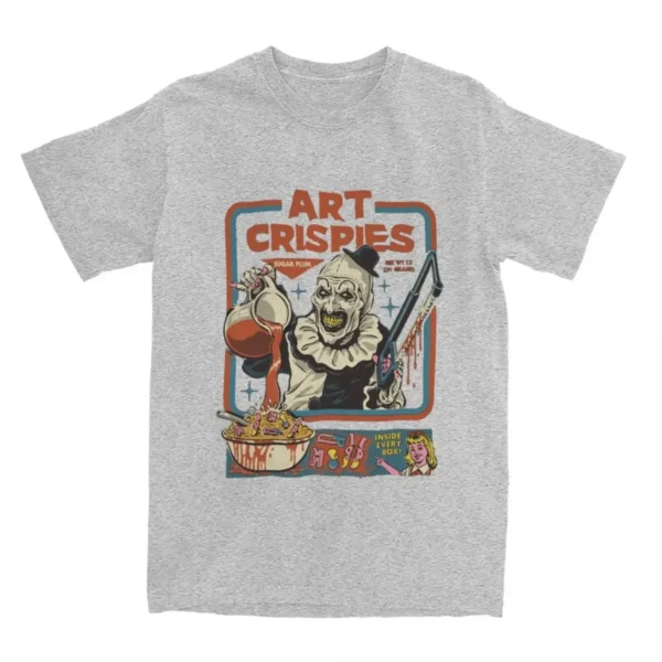 S75179368c40d49cb90267caf06ce1b84Q.webp Art Crispies Terrifier Clown Shirt Apparel Men Women's Pure Fashion Retro Horror Shirt Clothes Graphic Printing Crew Neck Tees