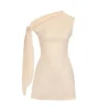 S84f22c97590b42b6baf9f4e92ac69fd2a.webp Summer New Women A-Line Dresses Streetwear Fashion Ribbon Skew Collar Casual Slim Dress Solid Sexy Off Shoulder Knitted Dresses