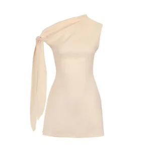 S84f22c97590b42b6baf9f4e92ac69fd2a.webp Summer New Women A-Line Dresses Streetwear Fashion Ribbon Skew Collar Casual Slim Dress Solid Sexy Off Shoulder Knitted Dresses