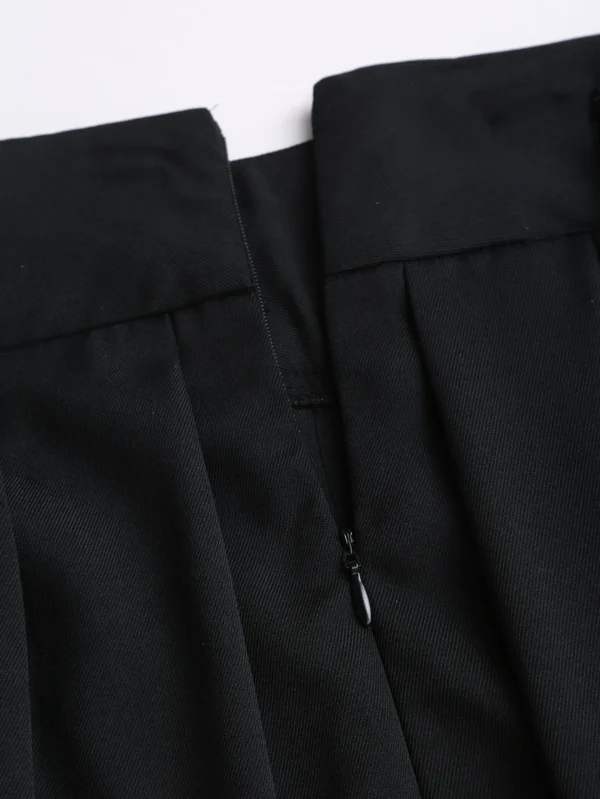 S8d8e703679bb40a6a26c48d1583497c0i.webp Black waist long pleated skirt, black high waist pleated skirt (with belt)