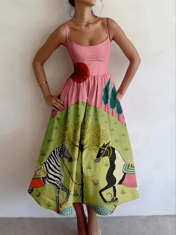 S8ee529fa08e7499798ab3e99c9703dcf3.webp Elegant Animal Print Sleeveless One-Piece Summer Dress for Women Sensational Design Ladies Sling Fashion