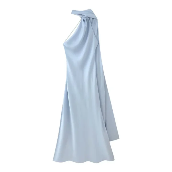 S90d1afc32cee44e393dc0ac4e163dd3ek.webp VEITCHE Elegant Women's Soft Silk Satin Long Dress Halter Backless Sleeveless Maxi Dresses Summer Lady Long Ribbon Party Gowns