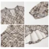 S95f122d8061d48eea146f1b156db0dd1g.webp CHIC VEN Fashion Women Dresses V Neck Loose Casual New A Line Lace Up Long Sleeved Plaid Dress Puff Sleeve Spring Autumn 2026