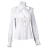 S97e382e4582649f6ac9098bb7e4fb20bP.webp Women's Vintage Ruffle Collar Shirt 2026 Spring New Arrival High Neck Lace Trim Button Down Shirt Elegant Gothic Blouse Tops