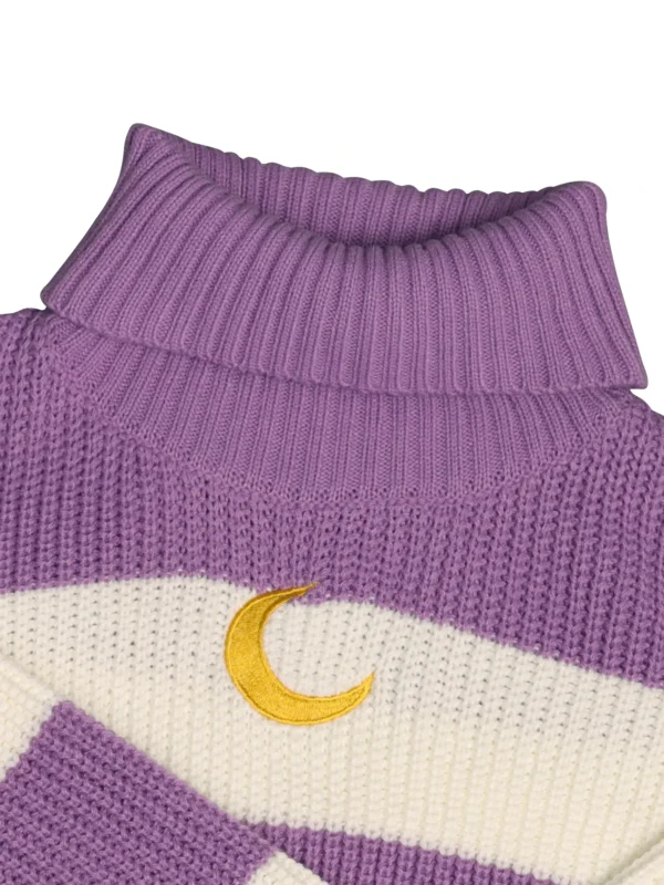 Sa66292409c864b7f8c5ded76c51dd2b3m.webp Women's Cropped Turtleneck Sweater Purple White Striped Gold Moon Embroidered Knit Top Fashionable Warm Clothing