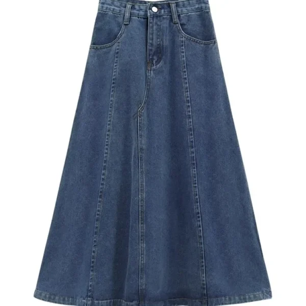 Sce2a80f7bf1f46049964e16c334d9b61V.webp 2024 Spring New High-waisted Slimming Medium-length Denim Skirt Pear-shaped Body A- line Umbrella Skirt For Women