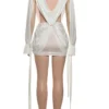 Sd094722cfcba40848ec8e5e048ab1594a.webp Beyprern Elegant Choker Neck Cut-Out Twist Front Short Dress Holiday Outfits Women Hollow Out Ruched Party Dress Female Vestidos