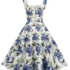 Se403157a733f44b8bc25b2840ea1301dv.webp 2025 New Hepburn Vintage Lemon Print 50s Pinup Women Cotton Dresses Square Neck Summer Sleeveless High Waist Elegant Party Dress