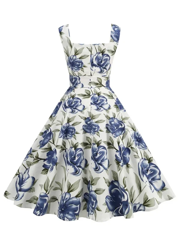 Se403157a733f44b8bc25b2840ea1301dv.webp 2025 New Hepburn Vintage Lemon Print 50s Pinup Women Cotton Dresses Square Neck Summer Sleeveless High Waist Elegant Party Dress