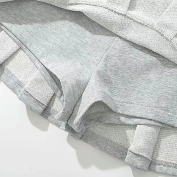 Sec7f6c88135446cdaec8655004249a36Q.webp Mooyufon Fabric Y2K Mini Skirt Women Low Waist Wide Pleat Light Grey Sexy Vintage A-line Pleated Skirt Casual Skort Summer