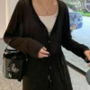 Sefc8b66db69042e89ecc74f03d98b7e2J.webp Women's Cardigan New V-neck Long Sleeved Female Shirt Female Jumpers Sun Protection Woman Top Spring Summer Knitted Cardigan