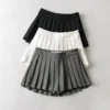 Sf28db41904d94070bf7a04967c71eb7cB.webp Zoki Sexy Women Pleated Skirts High Waist Summer Vintage Mini Skirts Korean Tennis Student White Designed Dance Skirt