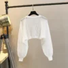 Sfbd9ade3e4d040758f878cd995a25d1ae.webp Lantern Sleeve Ice Silk Knitted Cardigan for Women Summer Thin Loose Fit Outerwear with Slip DressSun Protection Cover-Up