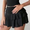 Sfc709fc62ca043bc8595b201c0807cc6i.webp Drawstring And Fold Detail Solid Color Cake Skirt, Spring/Summer, Party Skirt, Beach Skirt, Summer Vacation Outfits